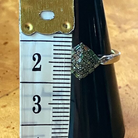 Natural Green Diamond Sterling Silver Ring Size 8 - Picture 7 of 9